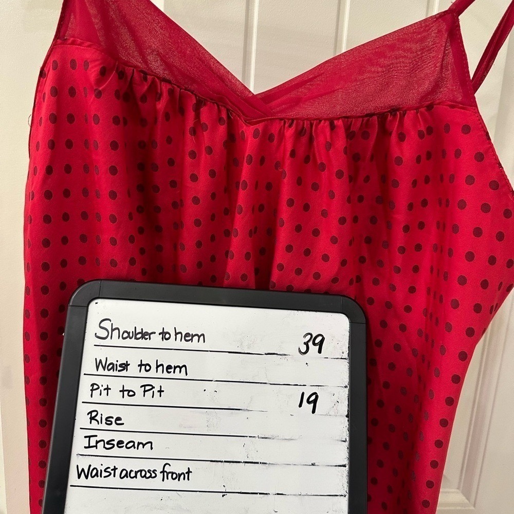 Cabernet Red Polka Dot Nightgown with chiffon trim sz‎ Medium - Picture 6 of 6